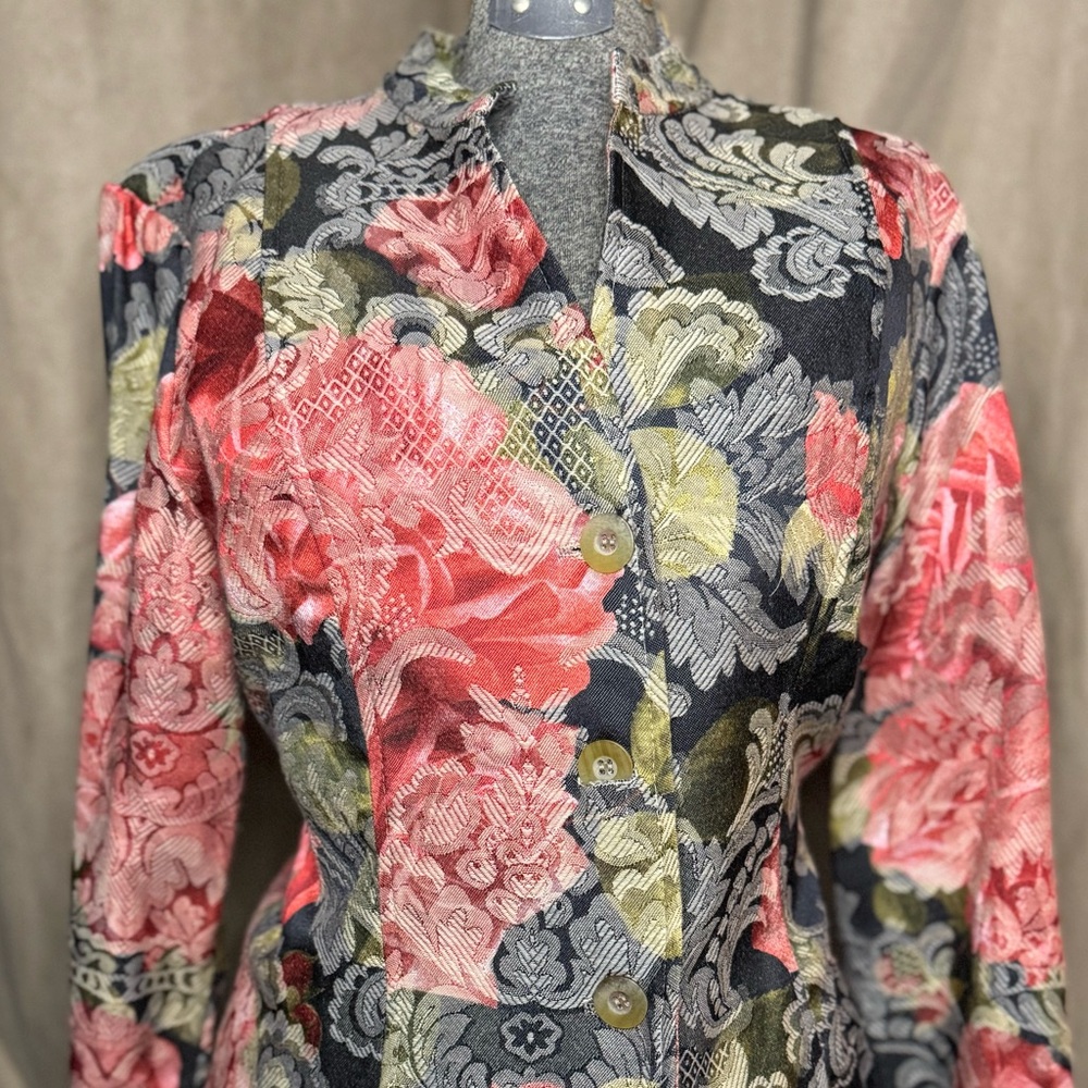 VTG Coldwater Creek MultiColored Floral Tapestry Blazer - Size M